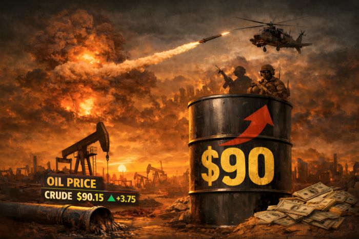 Guerra no Oriente Médio faz preço do petróleo ultrapassar os 90 dólares por barril