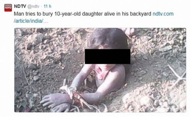 Homem enterra filha de 10 anos viva por ser uma menina