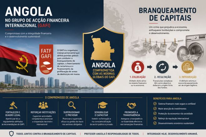 Angola cumpre só uma das seis medidas exigidas pelo GAFI e mantém-se sob monitorização reforçada